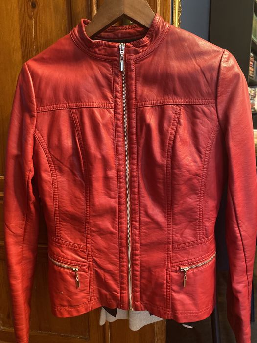 Kurtka skórzana czerwona