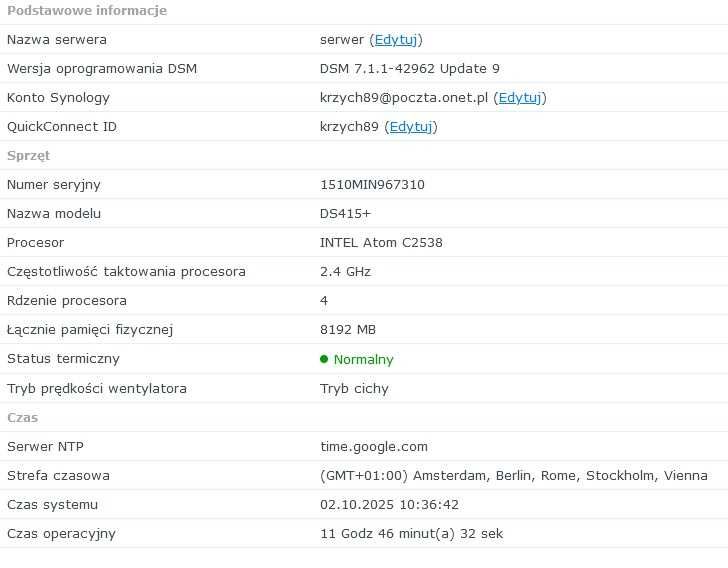 Synology DS415+ 8GB RAM, Intel 4 core