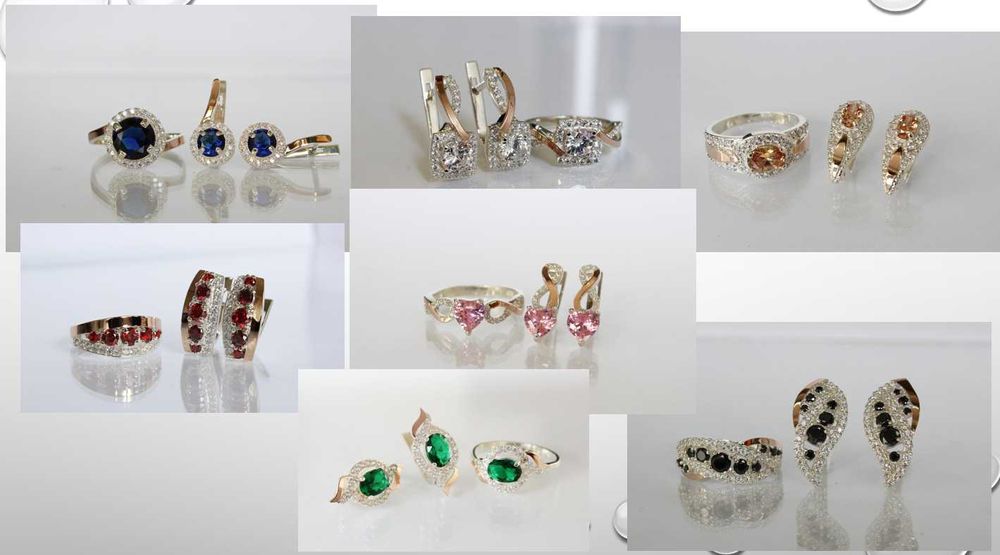 Знижка 10%! Срібні прикраси з золотом у Подарунок - Каблучки Сережки