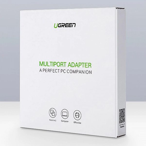 Adapter sieciowy Ugreen 20264 RJ45 / USB-A 10/100Mbps HUB 3x USB-A 2.0