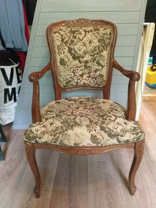 Fotel antyk stary drewniany krzesło stołek może Ludwik