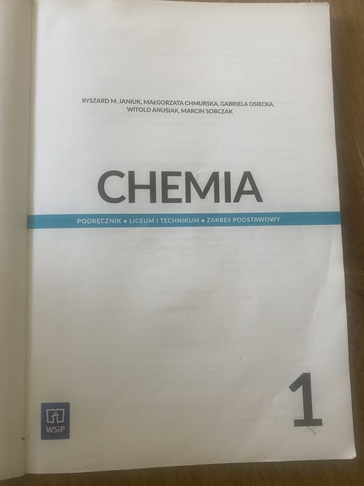 Podręcznik do chemii 1, wsip liceum  technikum, chemia, reforma 2019