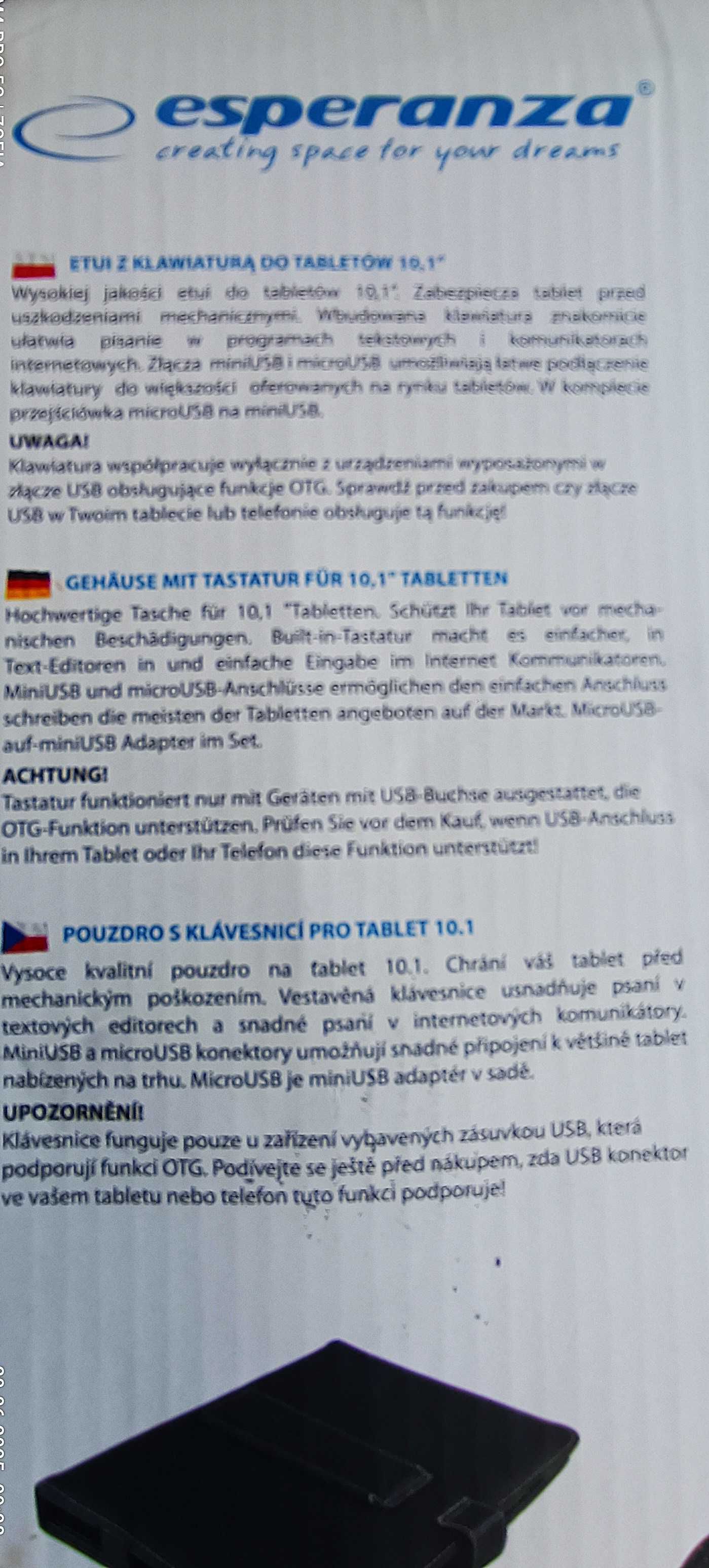 Tablet z klawiaturą w etui i z power bank