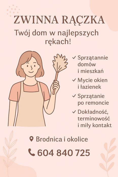 Oferuje dokładne i profesjonalne sprzątanie mieszkań ,domów ,biur