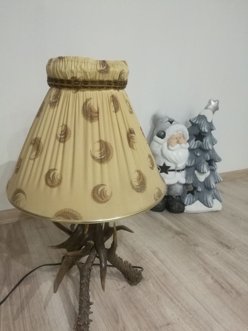 Lampa stojąca z rogów  jelenia duza antyk