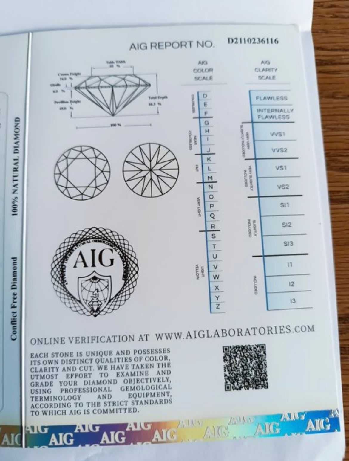DIAMANTE 0,5 Ct VS2 - Redondo - Fancy Orangy Yellow - Certificado AIG