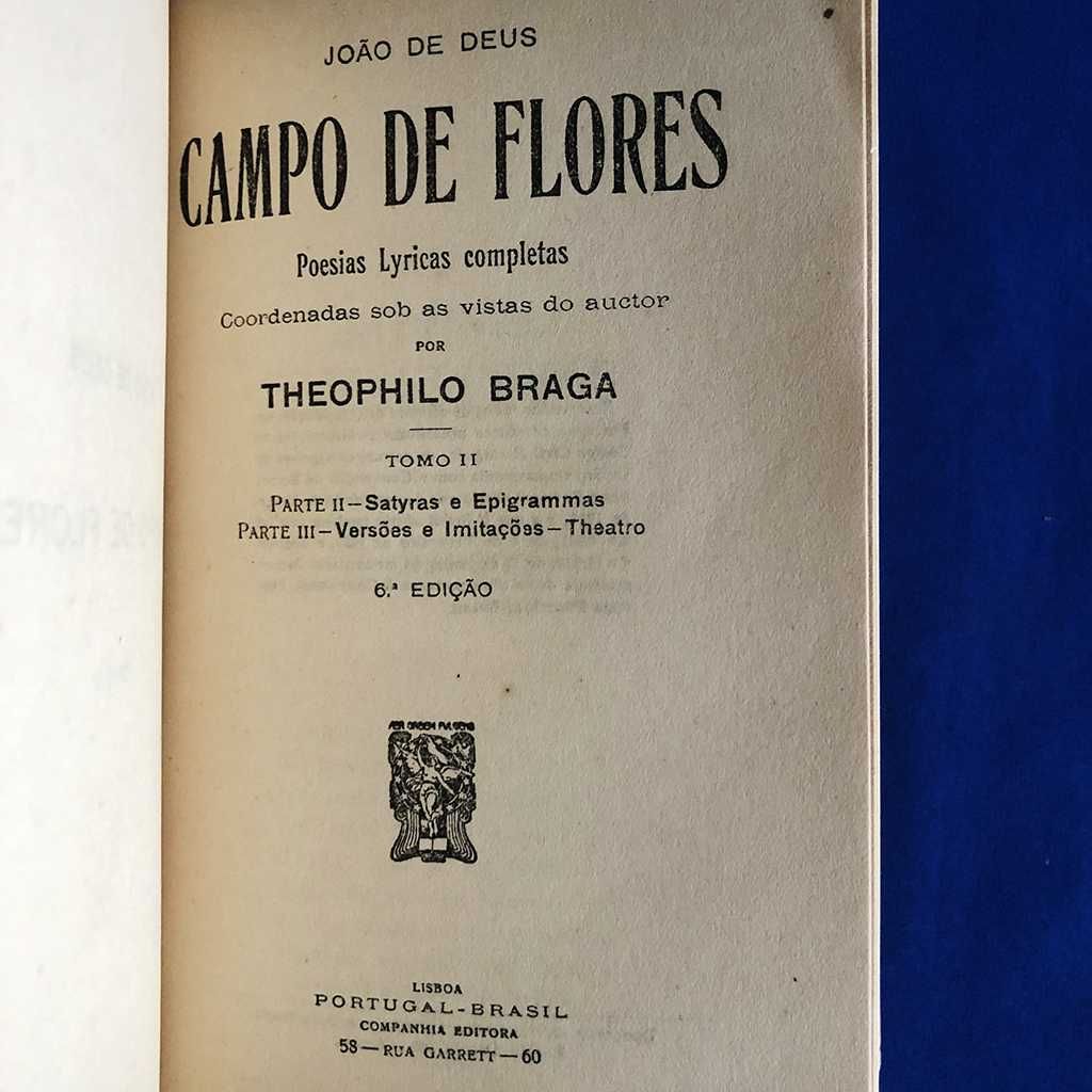 João de Deus CAMPO DE FLORES 1924 (encadernado)