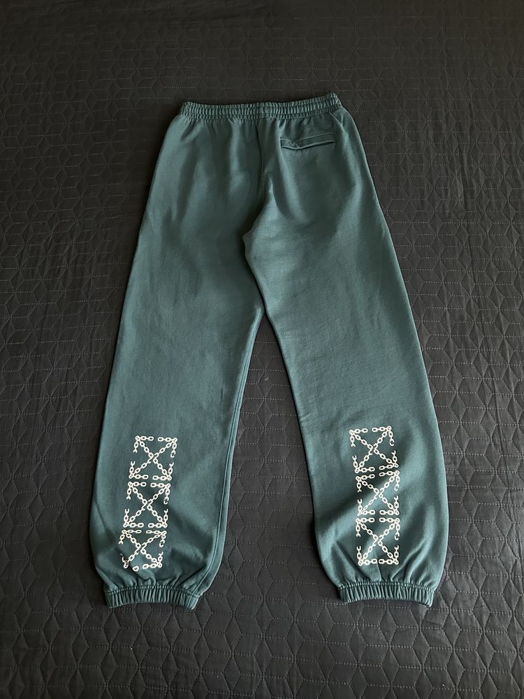 Off White Chain Arr Slim Green White Sweatpants