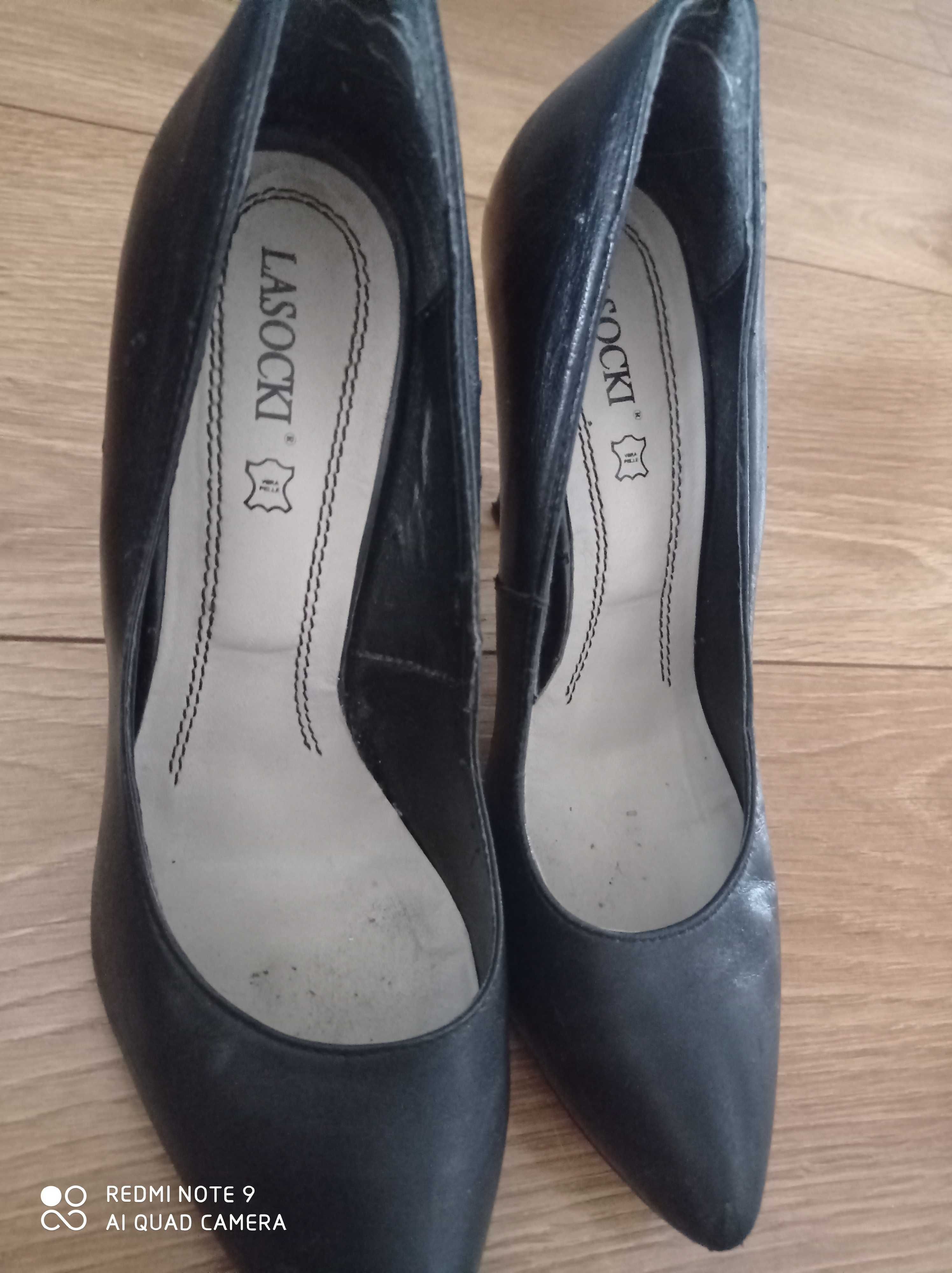 Buty Lasocki 38 skórzane czarne szpilki