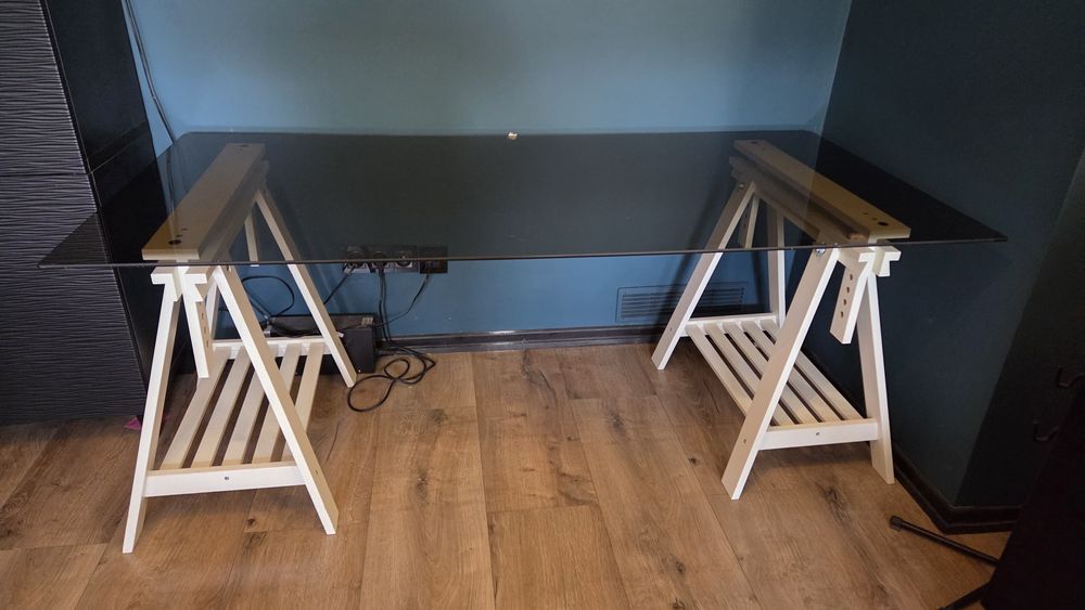 Biurko Stół ikea  szklany blat