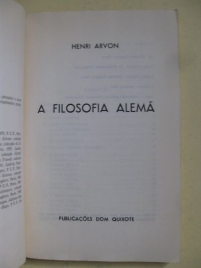 A Filosofia Alemã de Henri Arvon