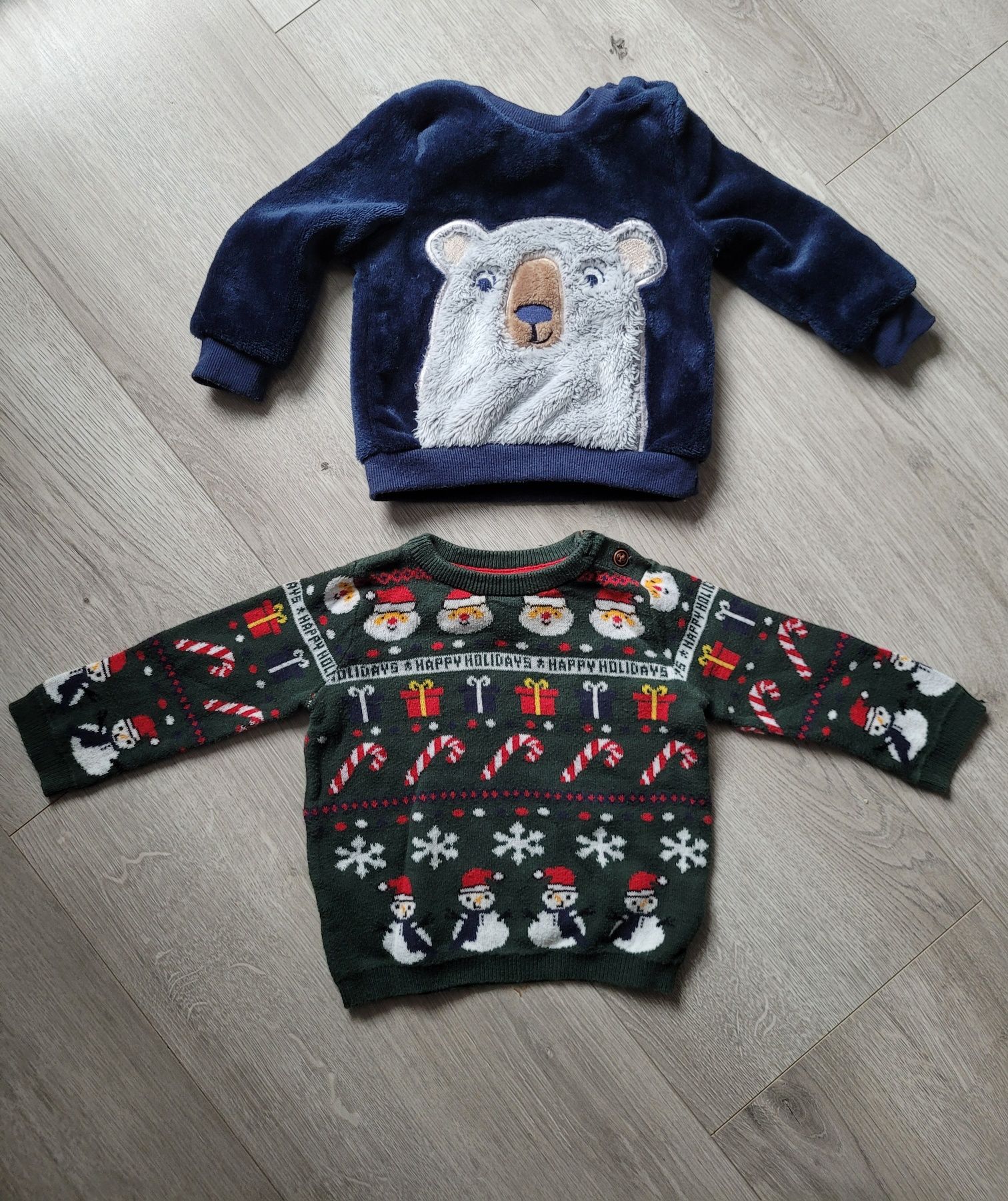 Zestaw 4 szt pajacyk sweterek świąteczny mikołaj bluzka bałwanek 74 80