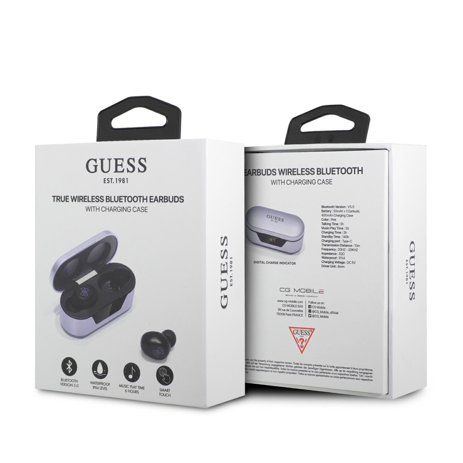 Guess Słuchawki Bluetooth Gutwst31Eu Tws + Stacja Dokująca Fioletowy