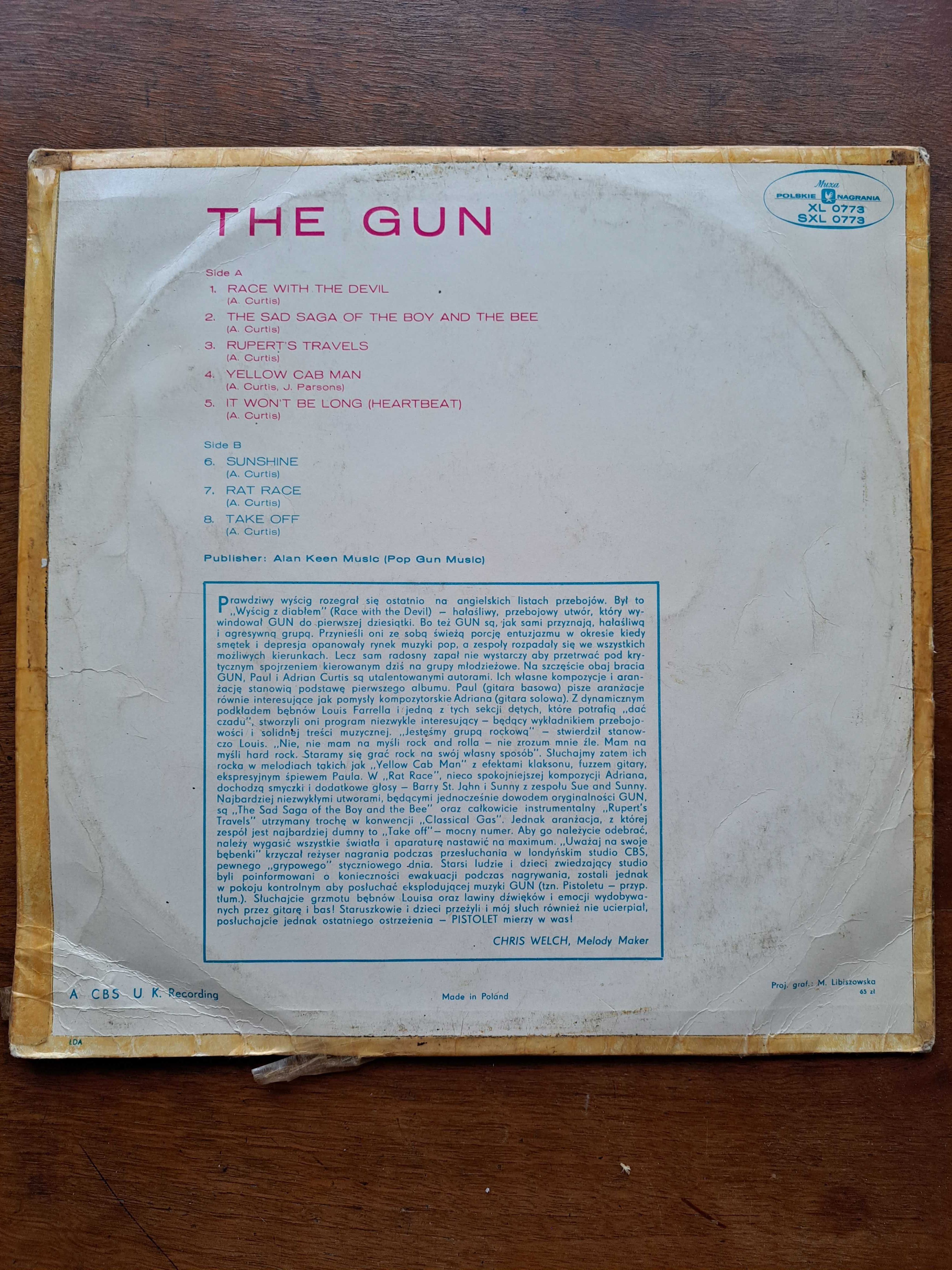 płyta winylowa brytyjskiego zespołu The Gun 1968 PRL