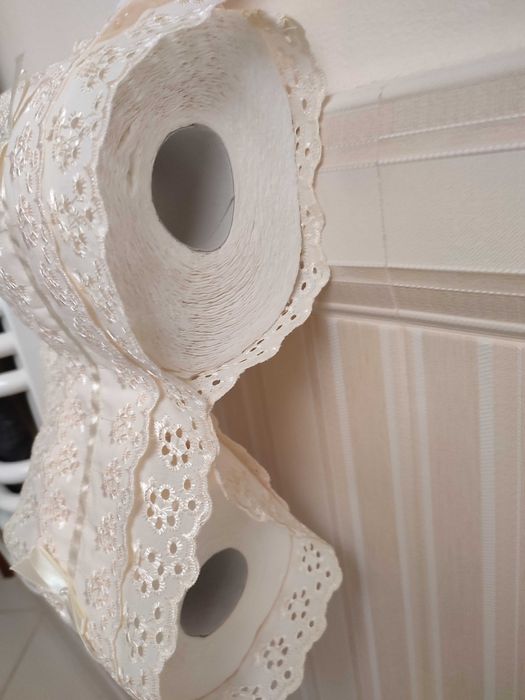 Obniżka-Retro vintage etui uchwyt na papier toaletowy materiał koronka
