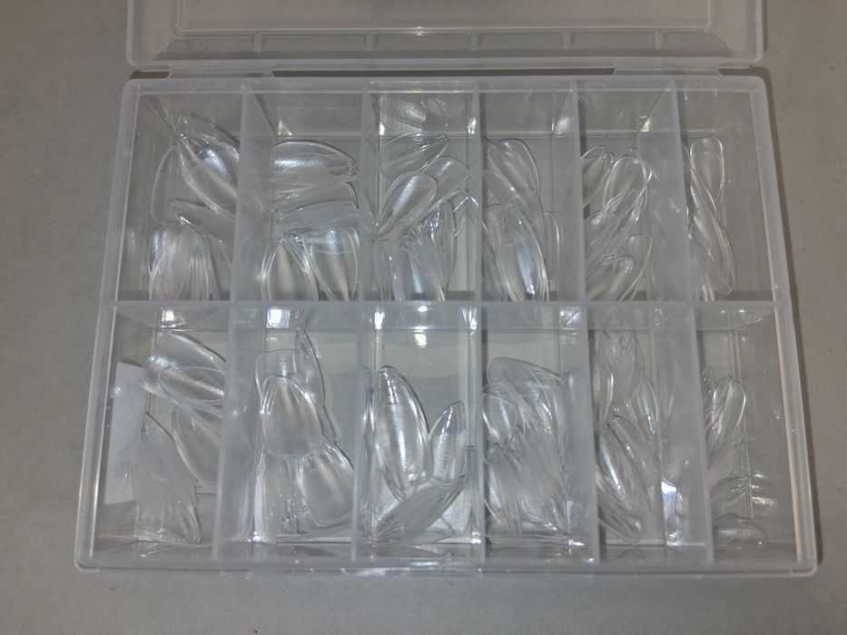 N178 Zestaw UNA GELLA Clear Almond Gel Tips Migdał Tipsy Żelowe