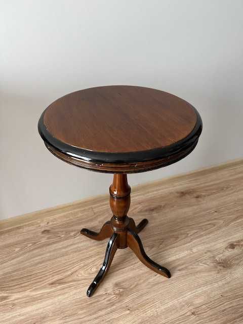 PIEKNY, drewniany, okragly stolik (hand made)