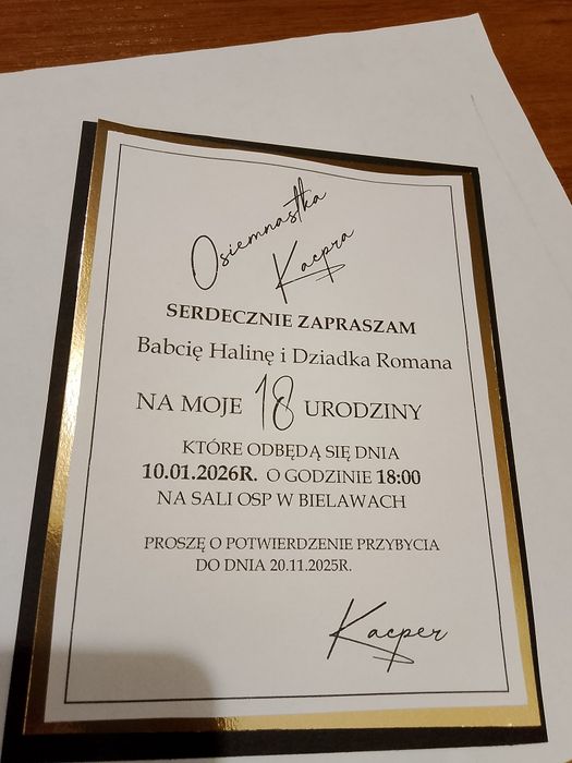 Zaproszenia na 18