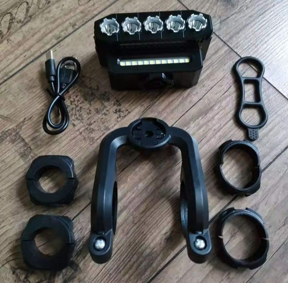 Вело фонарь 5 LED + 12 SMD, TYPE-C, IP 44