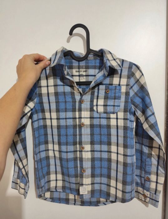 Koszula chłopięca w kratkę z długim rękawem F&F, 100% bawełna