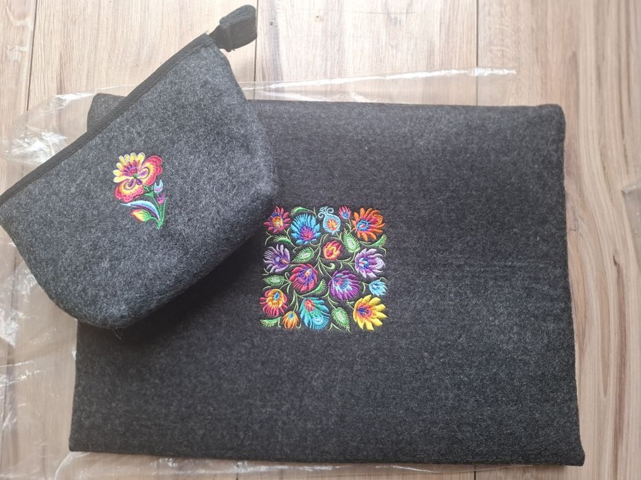 Etui na laptop folk NOWE+ saszetka filc filcowe etui łowickie