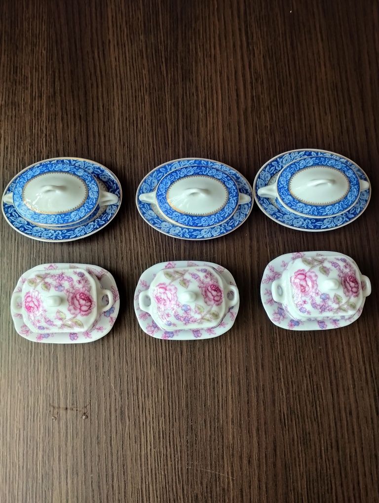 Piękny zestaw porcelany! 6 sztuk mini waz do zupy!