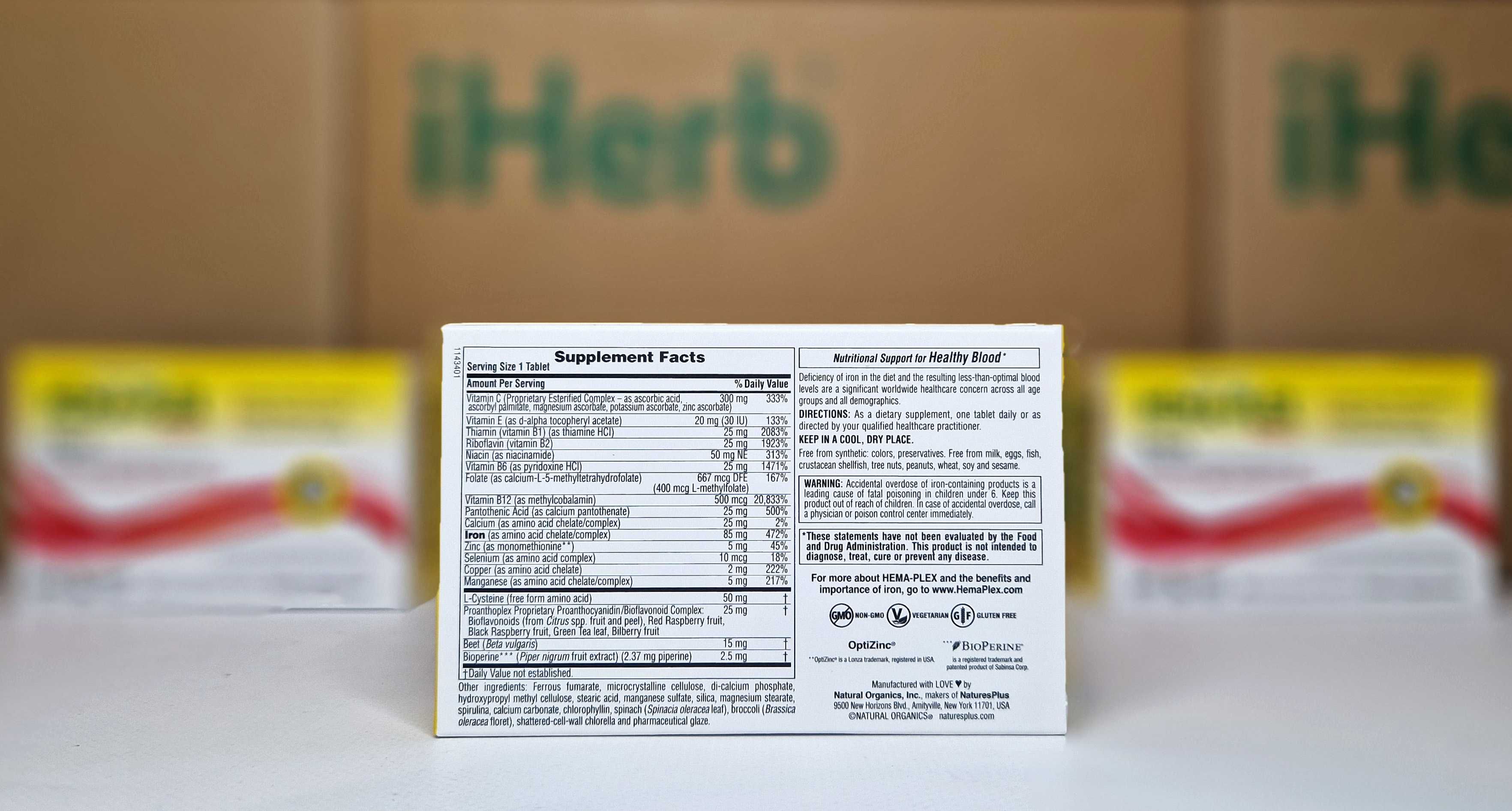 Залізо з кофакторами Hema Plex NaturesPlus для гемоглобіну, 30 табл