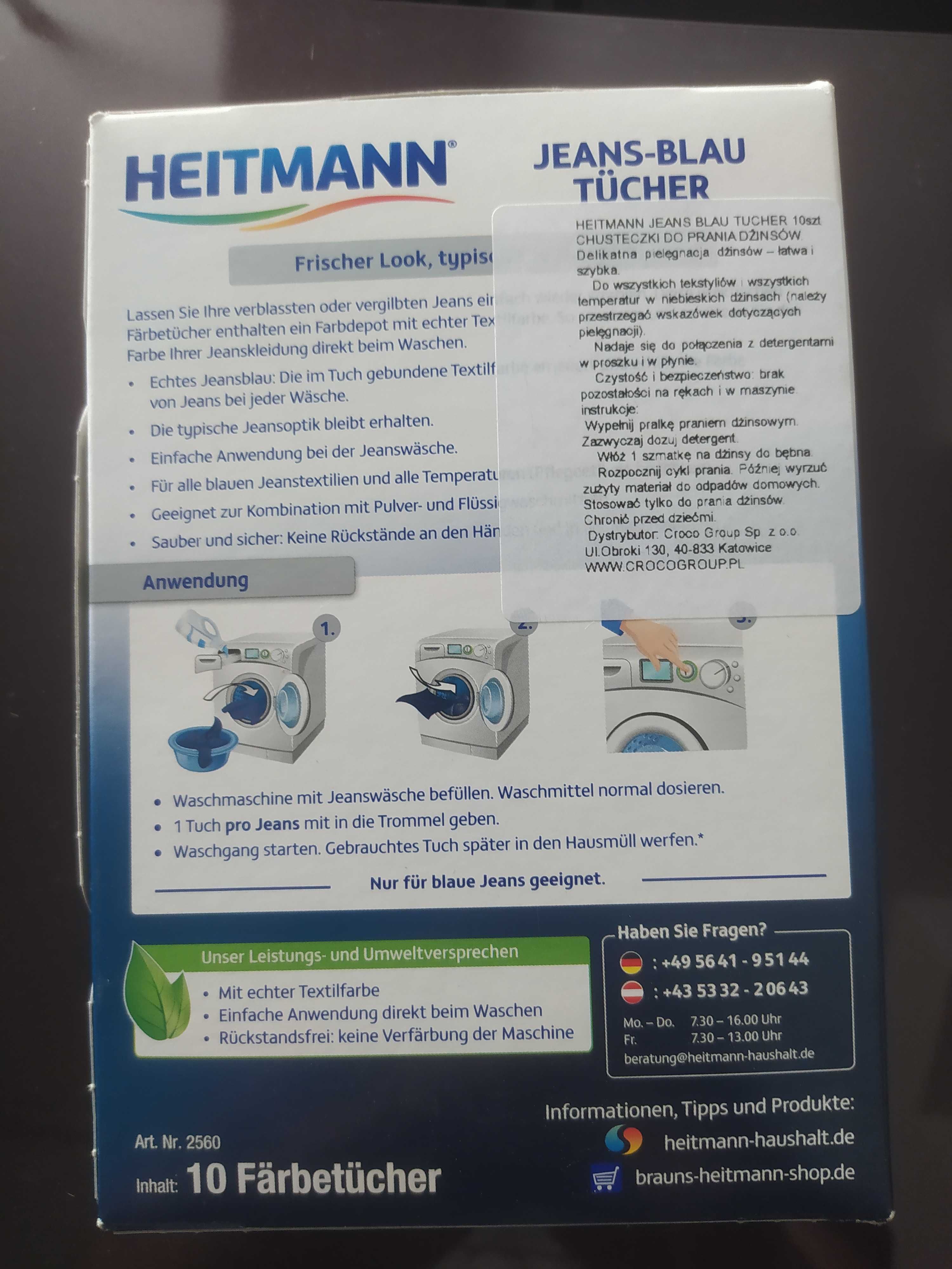Heitmann jeans-blau tucher do prania dżinsów 4 sztuki