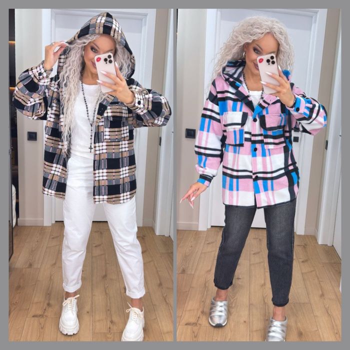 Жіноча тепла флісова Сорочка з капюшоном