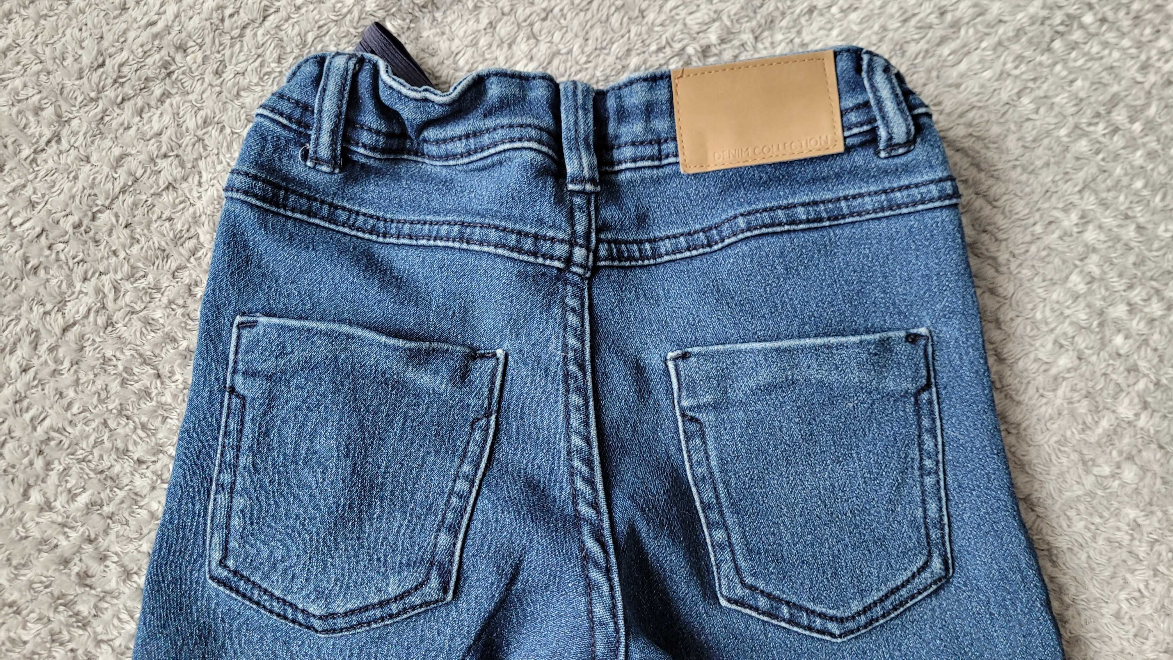Spodnie jeansy z regulacją w pasie, rozmiar 110, Sinsay
