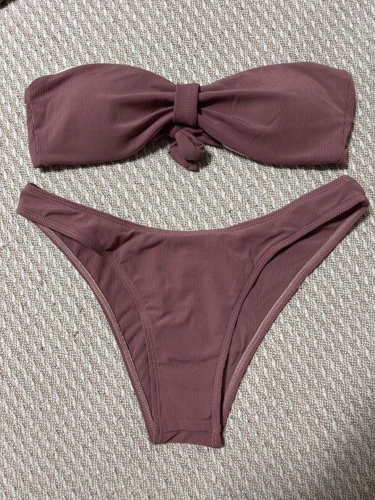 Купальник без бретелек бандо S-M бордовий