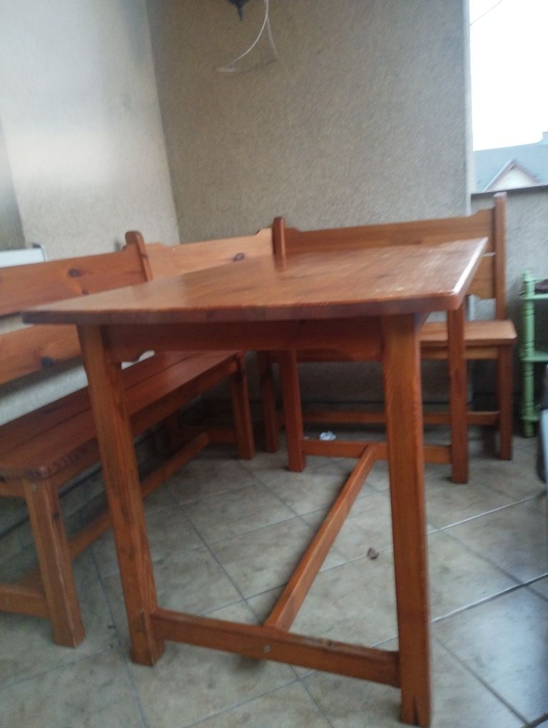 Rogówka drewniana stół drewniany komplet mebli narożnik drewno sosn