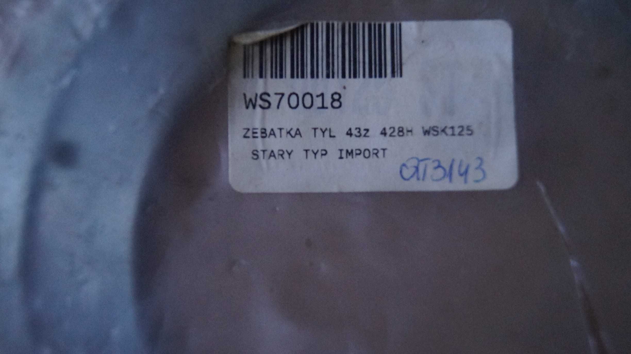 Zębatka 43z WSK M06 B3 M150 B1 M06-64 tył wieniec  125 ST nowa