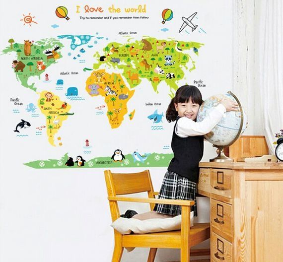 Naklejki ścienne na ścianę Mapa Świata dla dzieci WS-0207