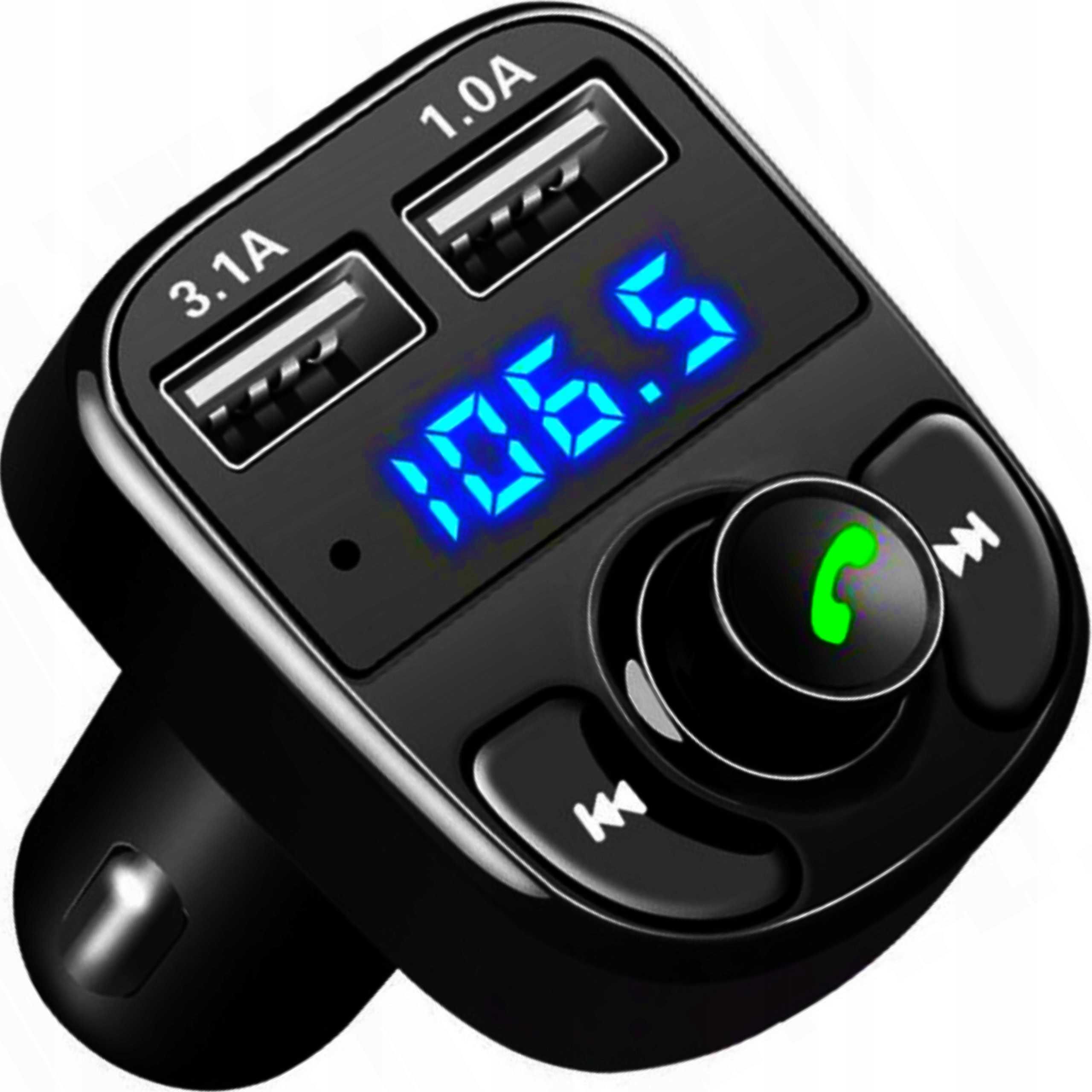 TRANSMITER bluetooth FM MP3 SD ładowarka 2xUSB audio g