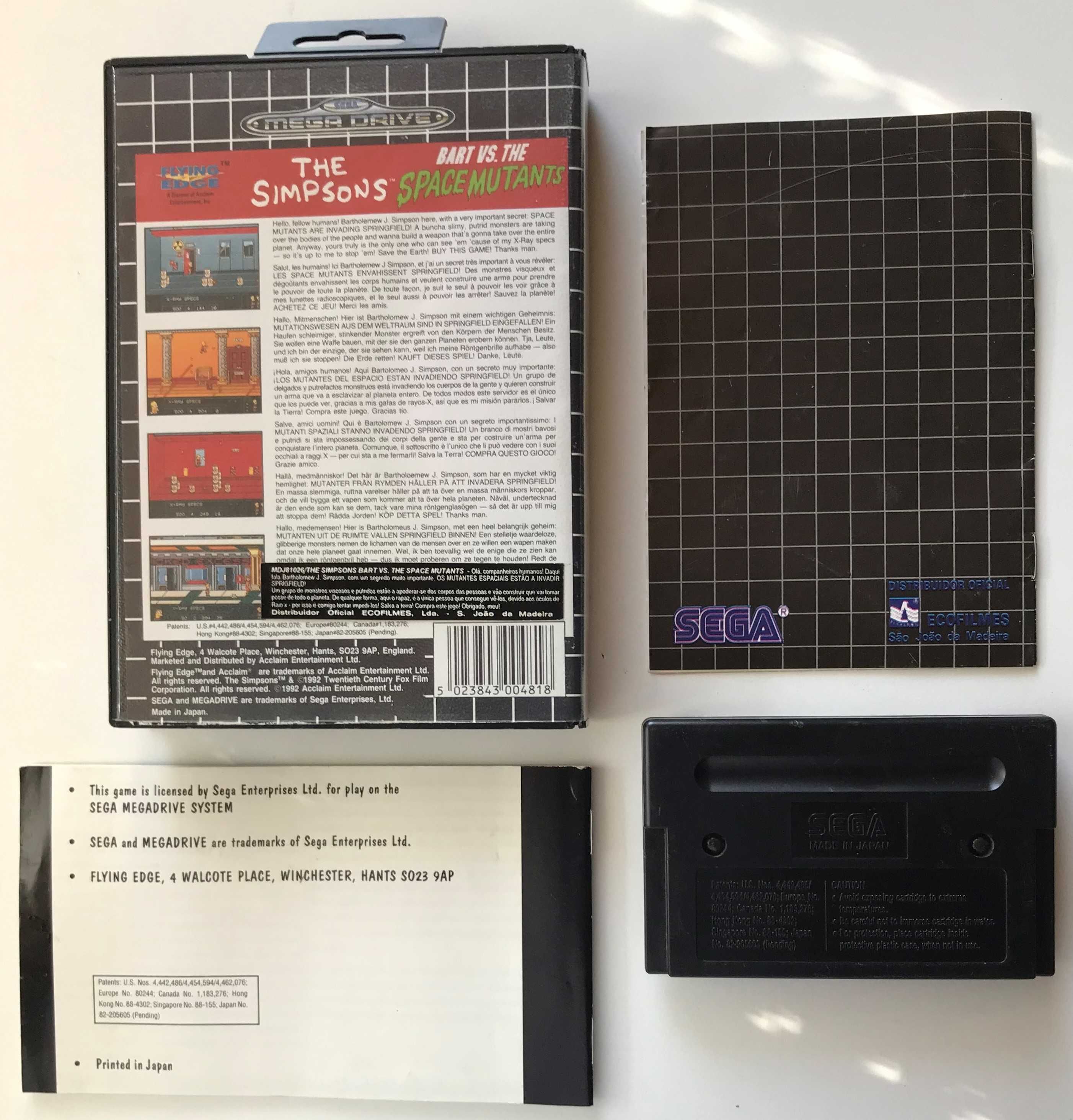 Jogo SEGA MEGADRIVE The Simpsons: Bart Vs Space Mutants Original /1992