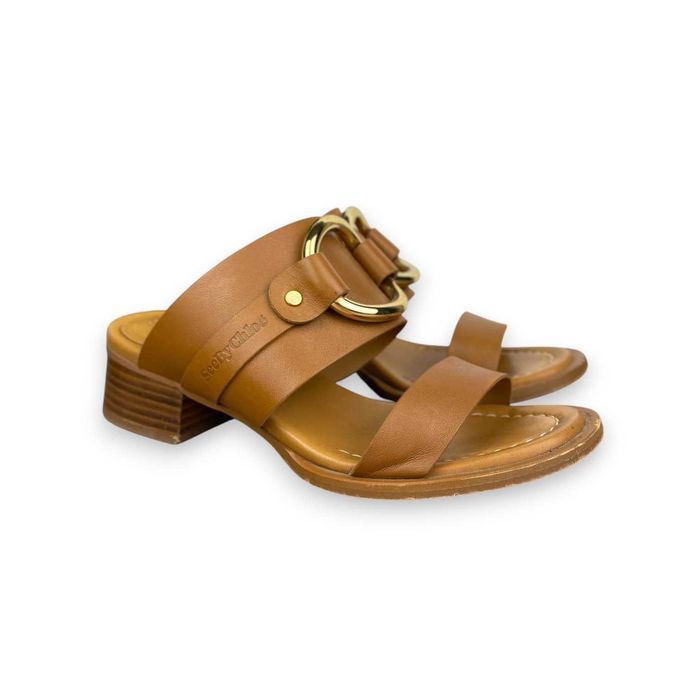 Klapki See by Chloé Calf Hana r. 36 – skórzane buty z ozdobną klamrą