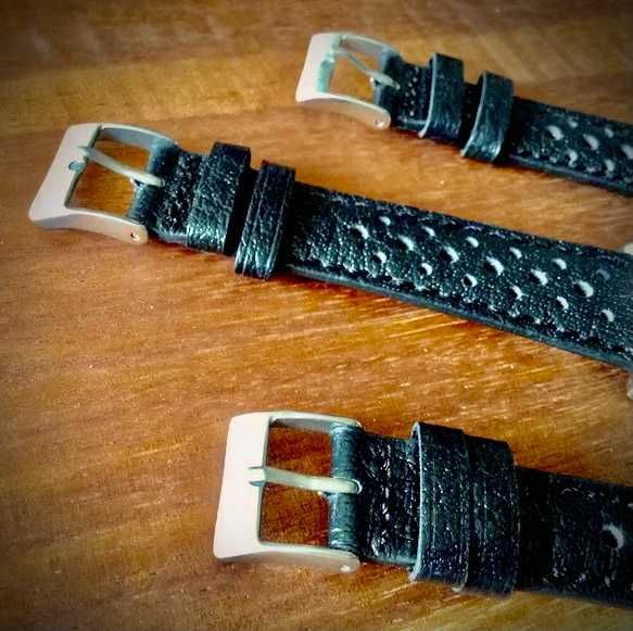 NOVAS braceletes 18 19 20 mm pele perfurada rally preta estilo vintage