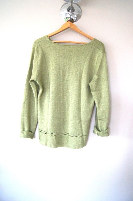 zielony morski khaki sweterek cienki zimowy jesienny wzory 44 46 XXXXL