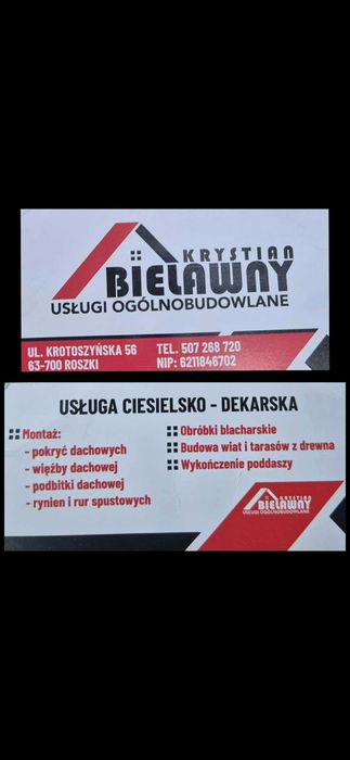 Usługi Ciesielsko\Dekarskie, Wyroby z Drewna, Tarasy, Altany