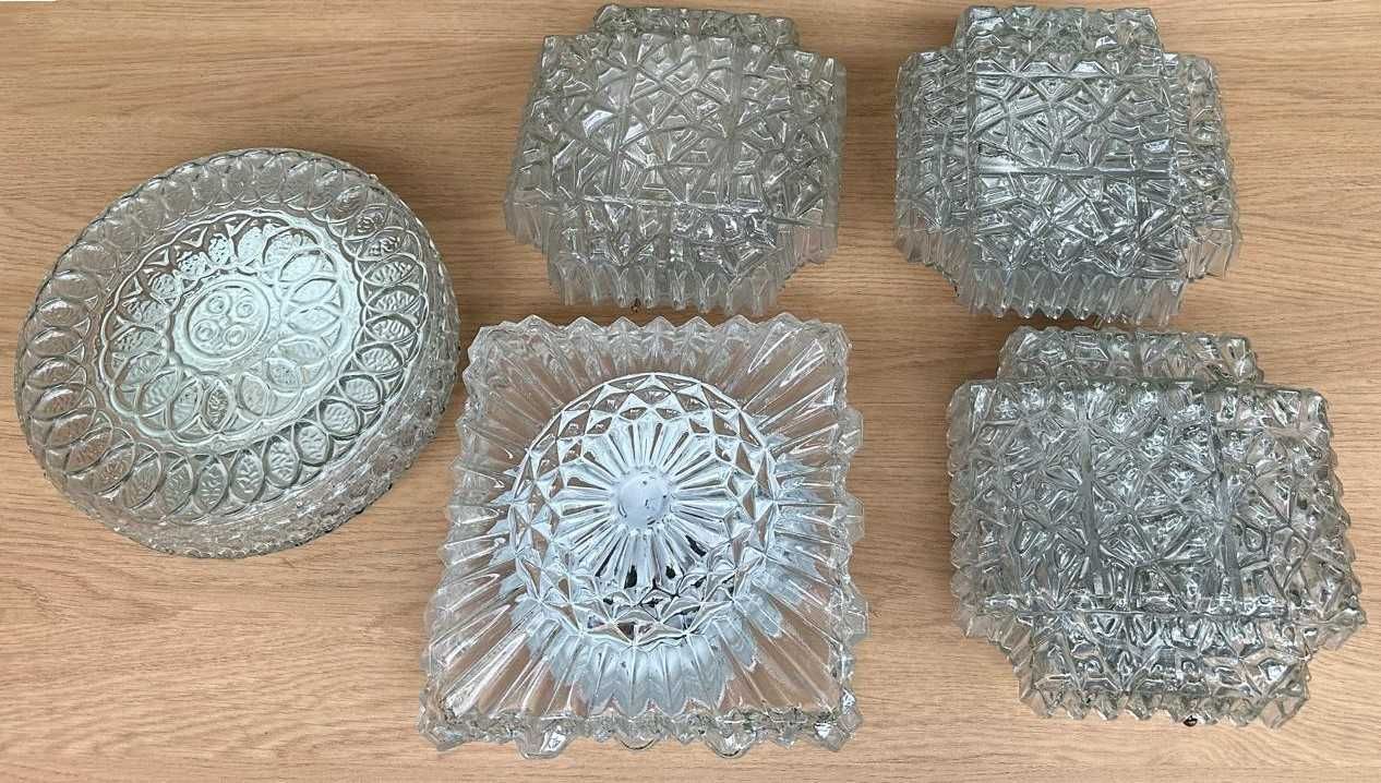 Plafons antigos em vidro martelado, anos 40, iluminação de teto