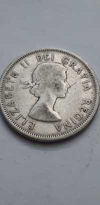 Kanada 25 centów 1960 - srebro - real foto