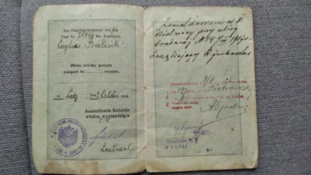 PASZPORT rodzinny FAMILIEN pass ŁÓDŹ 1917