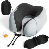 Poduszka podróżna z maską na oczy 3D, zatyczkami do uszu i torbą