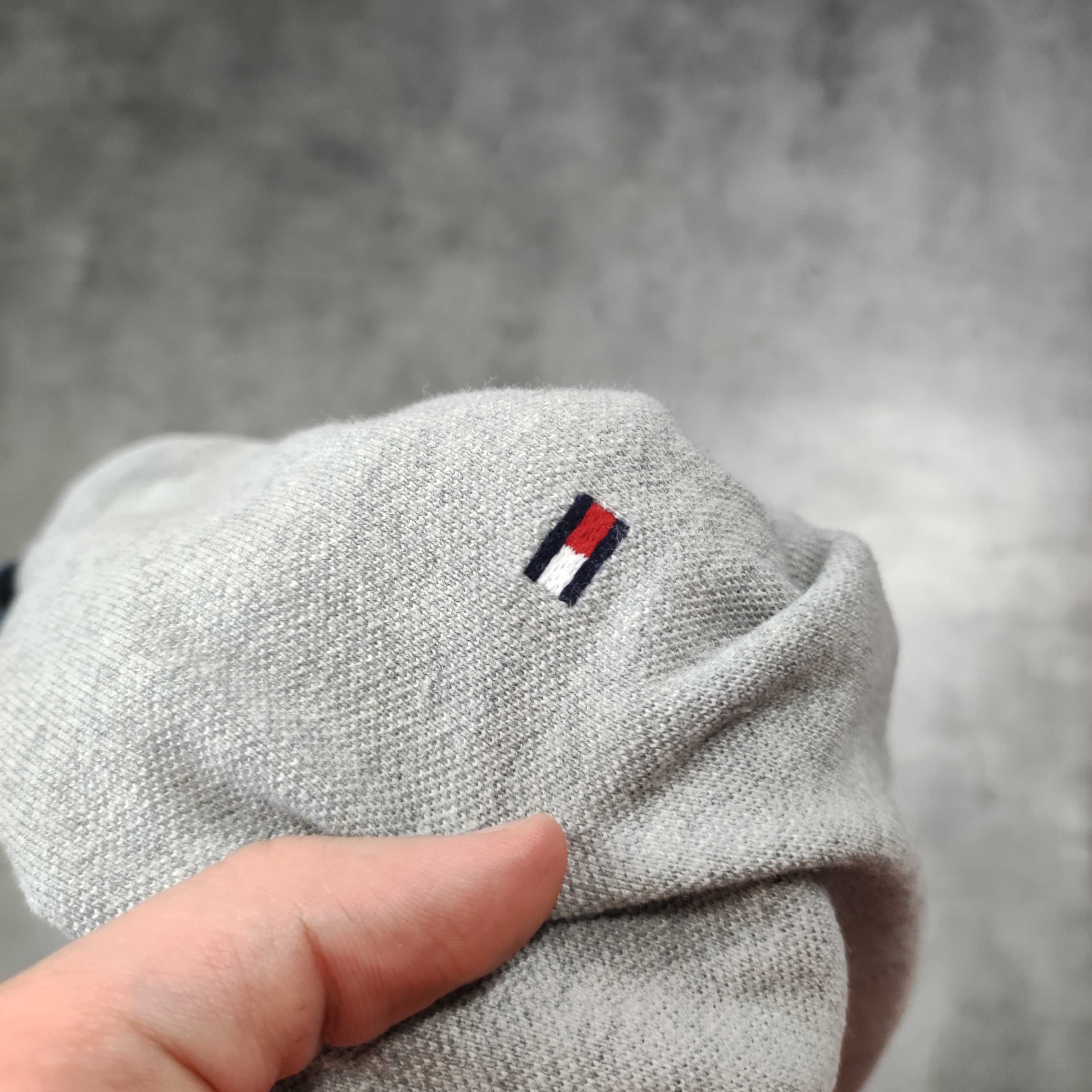MĘSKA Koszulka PREMIUM Elegancka Polo Kołnierzyk Tommy Hilfiger Szara