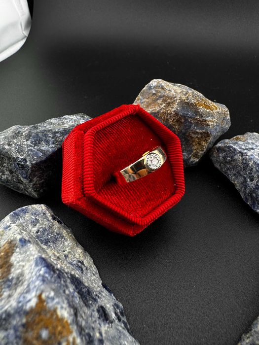 Złoty Pierścionek Masywny z Cyrkonią | JAK NOWY | 585 | 3.55g