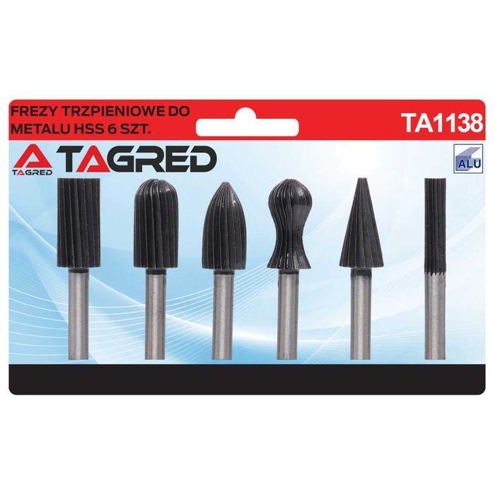 Frezy trzpieniowe 6 sztuk  HSS, do metalu