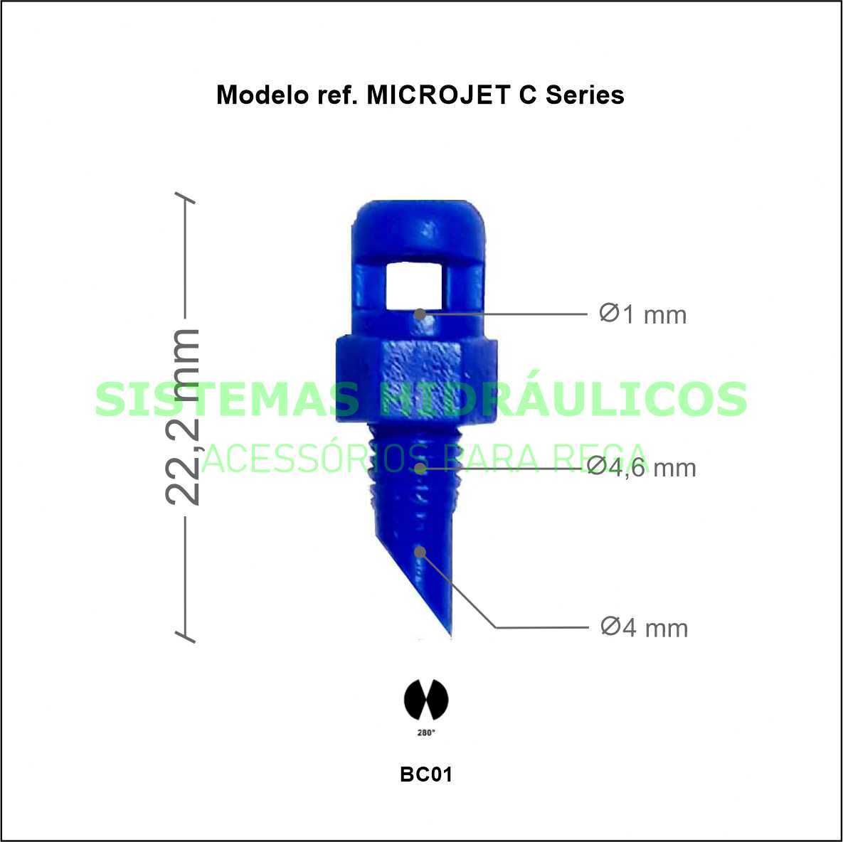 Conjunto estaca + microjet e conetor nas extremidades