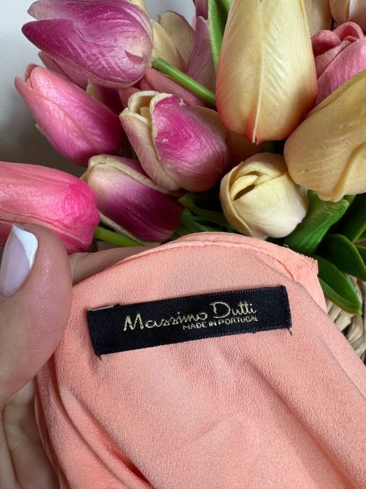 Damska długa sukienka booho morelowa Massimo Dutti długa M wizytowa