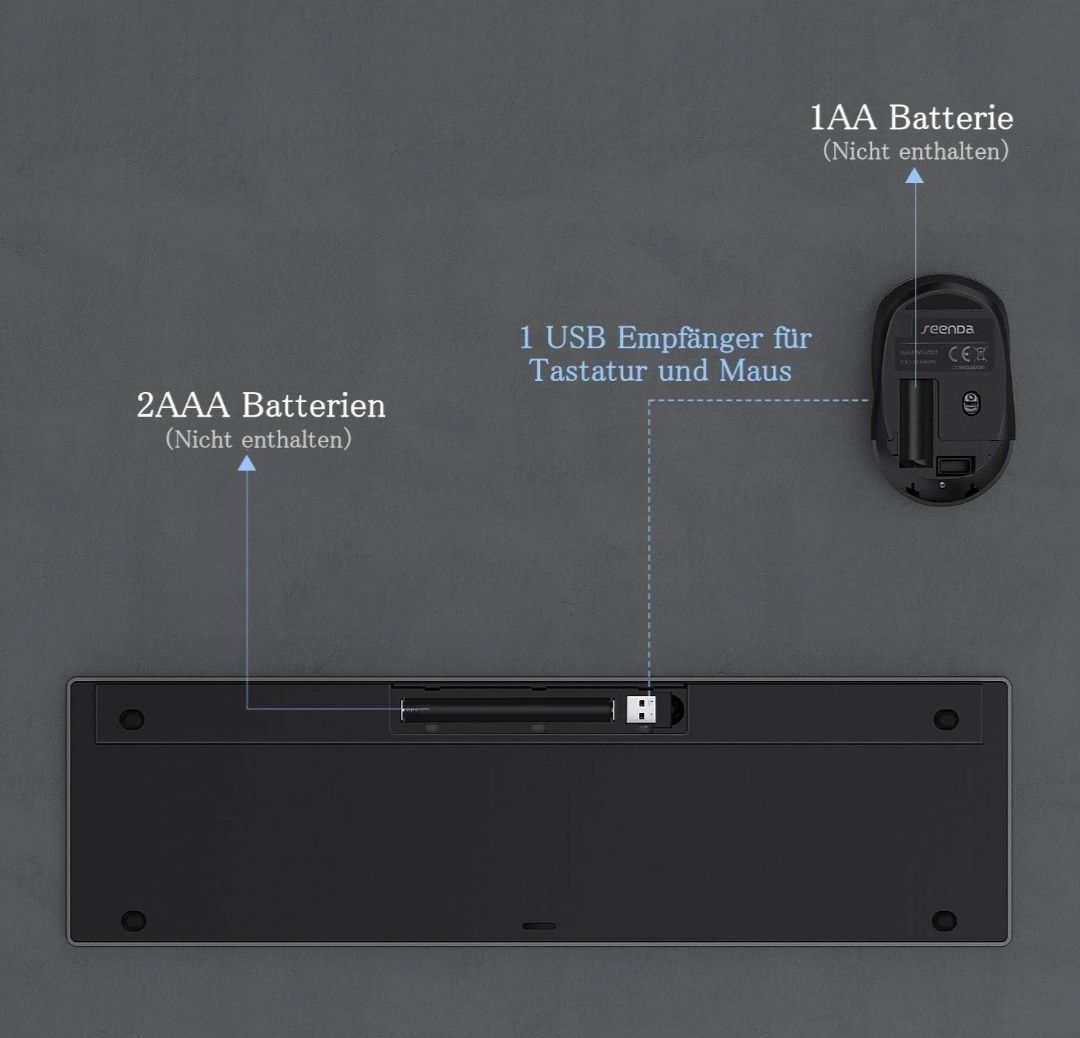seenda, надтонка бездротова клавіатура та миша 2,4 ГГц, набір бездрото